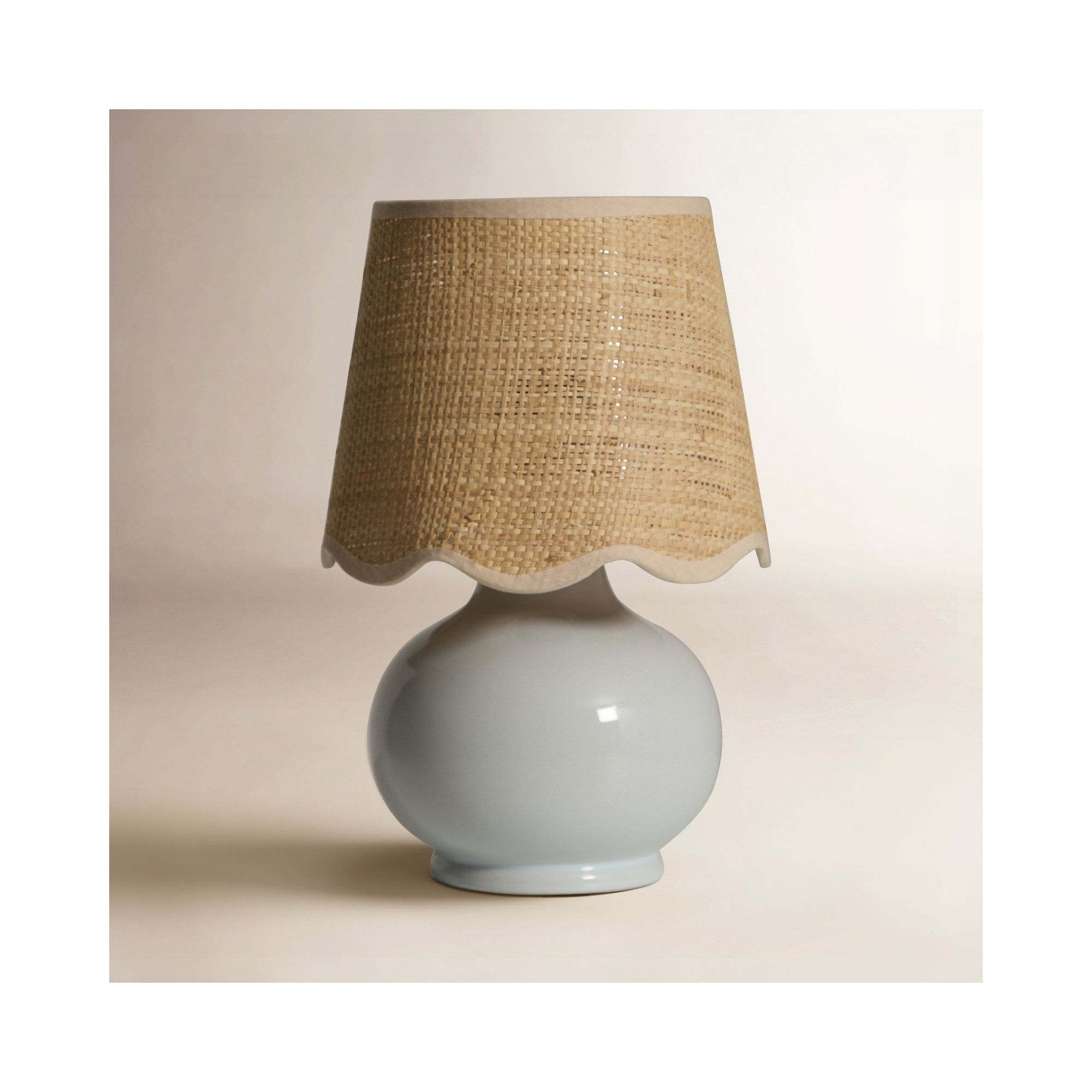 Momsen Scallop Shade Lamp, 13"" H x 8"" W x 8"" D, Natural, Light Blue