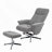 Swivel chenille Recliner with Ottoman Chair Modern Armchair Ergonomic Push Manual Reclining Footrest Upholstered Bedroom Living Room Reading Home Relax Office, Light Grey