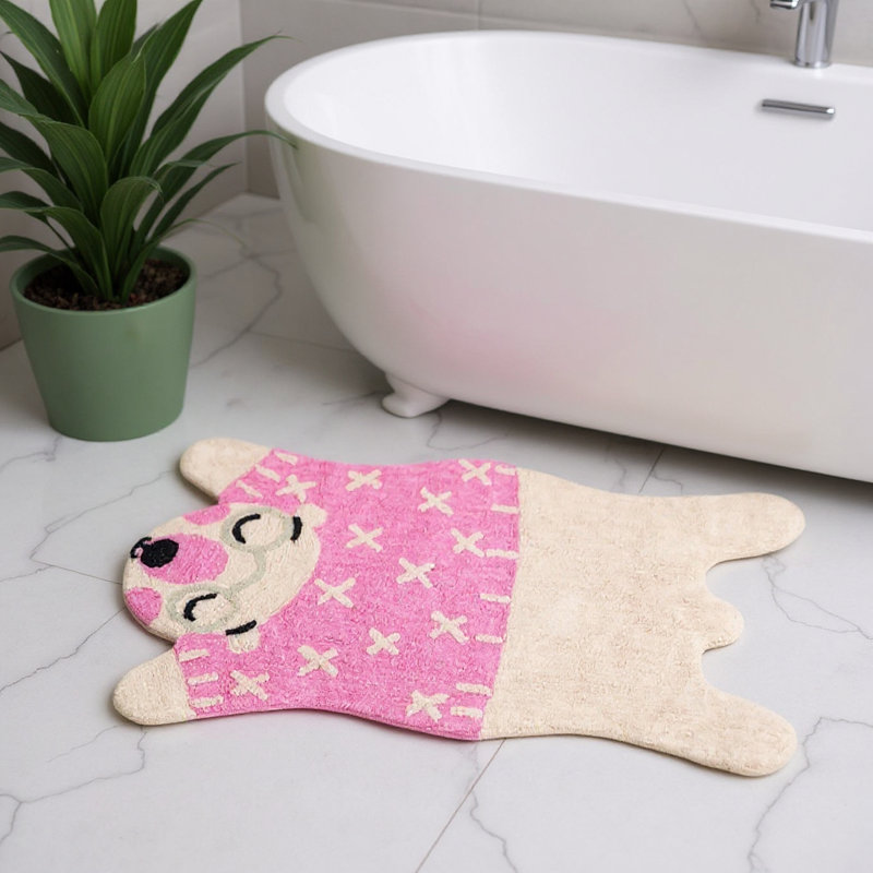 Tapis lavable beige et rose 2 pi x 4 pi