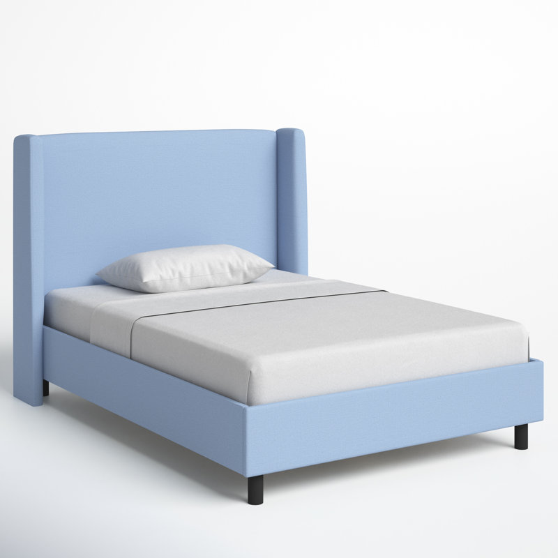 Tilly Upholstered Low Profile Platform Bed, Full, Classic Denim Linen