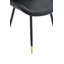 Ensemble de 4 chaises de salle à manger rembourrées en tissu noir Tech avec pieds en métal noir semi-lustré, pieds réglables antidérapants à garniture dorée, dossier haut à coutures verticales (noir, ensemble de 4)-130489176-130489179