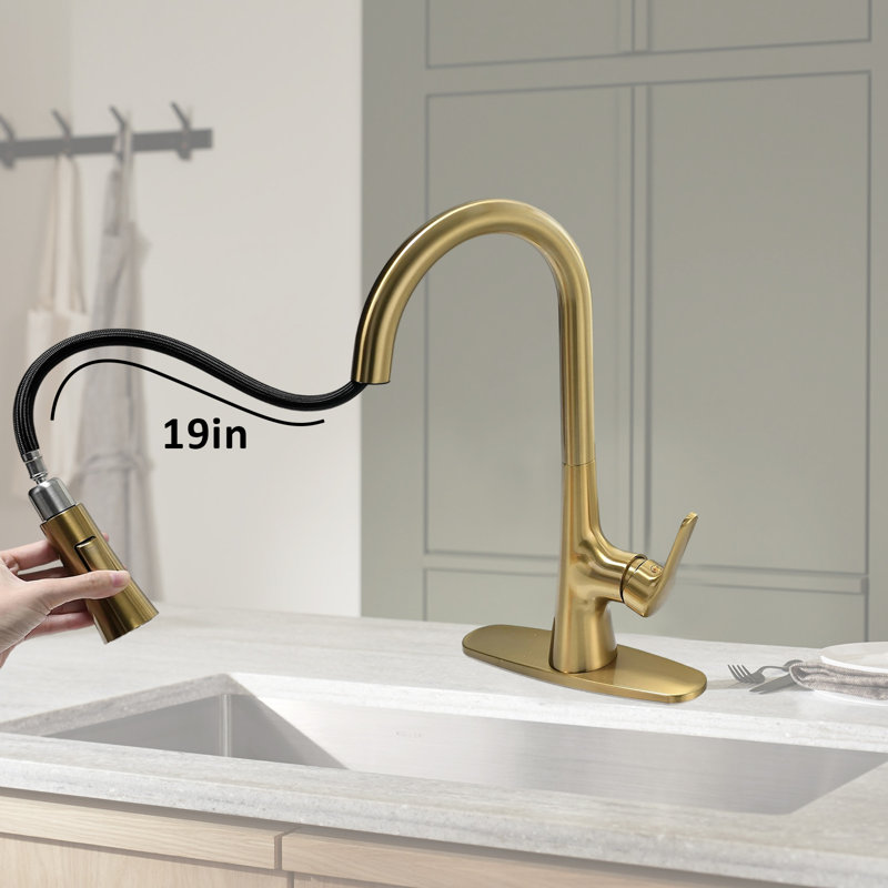 Kitchen Faucet With Pull-Down Sprayer, Stainless Steel Kitchen Faucet, High Arc Single Handle Faucet, Suitable For 1 Or 3 Holes In Kitchens, Rvs, And Laundry Rooms.