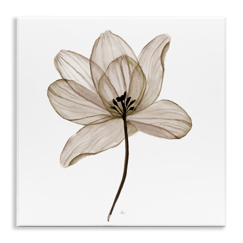 "Beige Opaque Flower", art mural sur bois par Nan