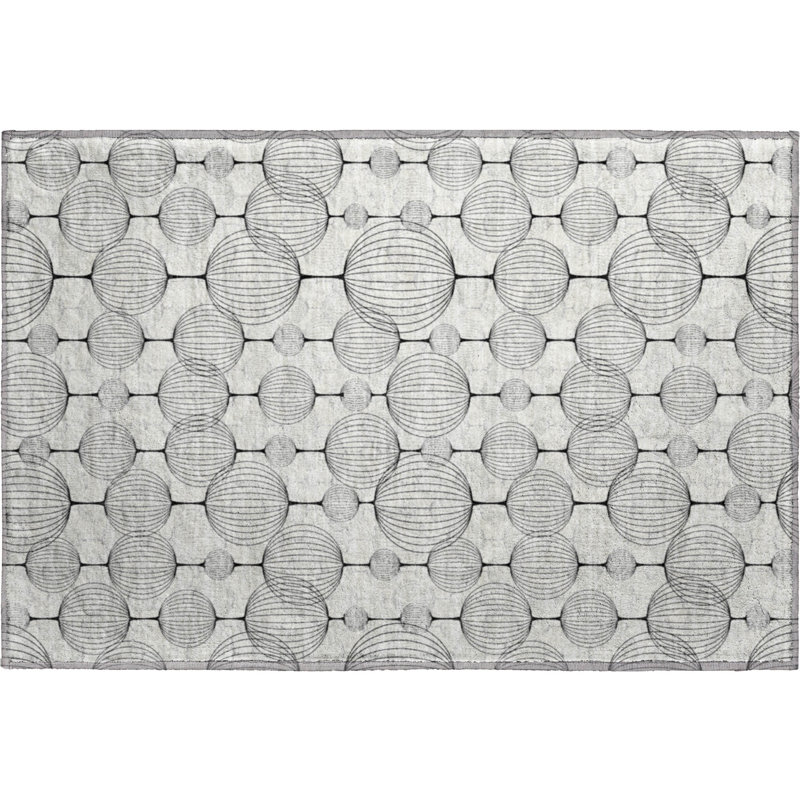 Premium Machine Washable Prisco Graphite Rug, Rectangle 1'8" x 2'6"