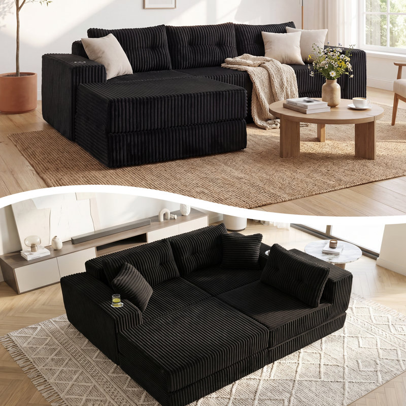 4 Seater Velvet Sofa, Black