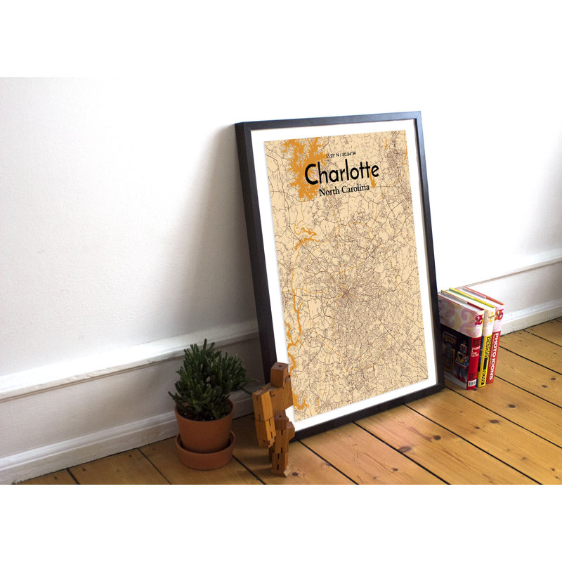 Charlotte City Map - No Frame Print, 97.6 cm H x 50 cm W