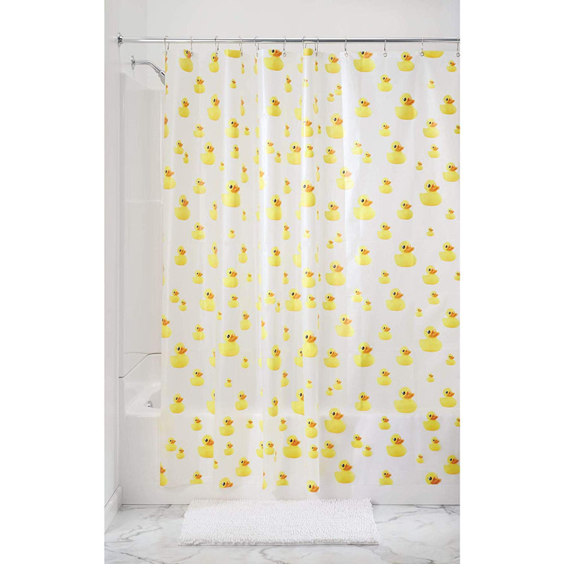 Yellow and Orange Duck Print PEVA Shower Curtain