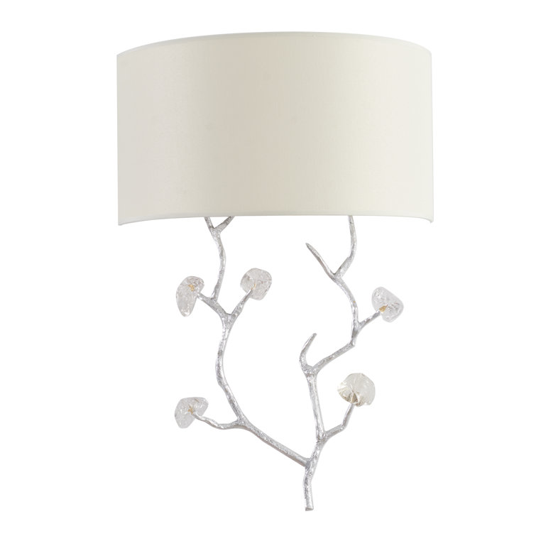 This Exquisite Wall Sconce Is In A Gold Finish. The Frame Is Made Out Of Metal With Clear Glass Petals. It Also Comes With An Off-White Fabric Shade. It Can Be Used In Any Rooms, Entryways, And More.