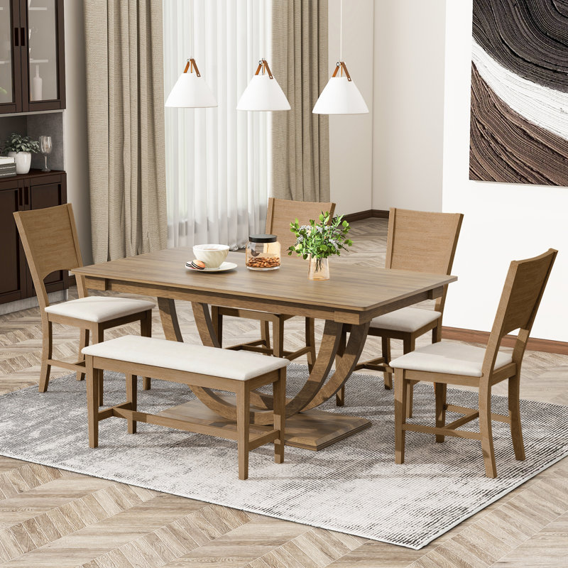 Quint Dining Set, Brown/White