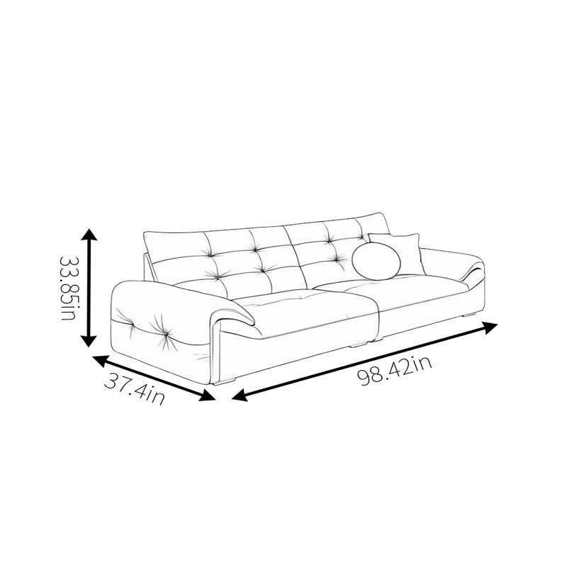Vintage Black Sofa, 33.85" H x 98.42" W x 37.4" D, 3