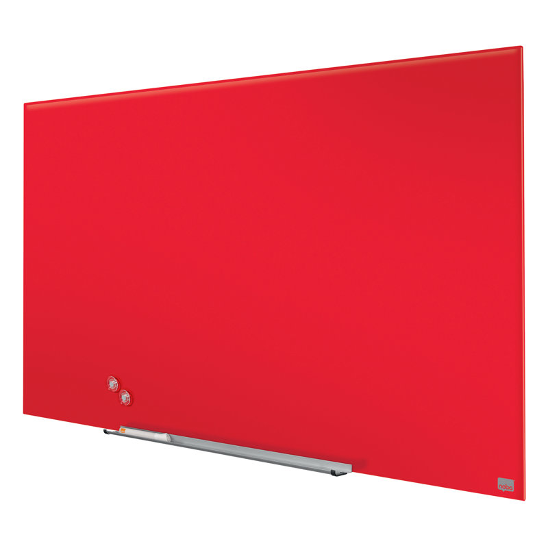 Wall Mounted Magnetic Glass Board, 38.1cm H x 67.7cm L, Blue