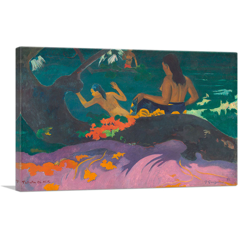 By The Sea 1892 par Paul Gauguin - peinture sur toile tendue, H 12 po x l 18 po x P 0,75 po