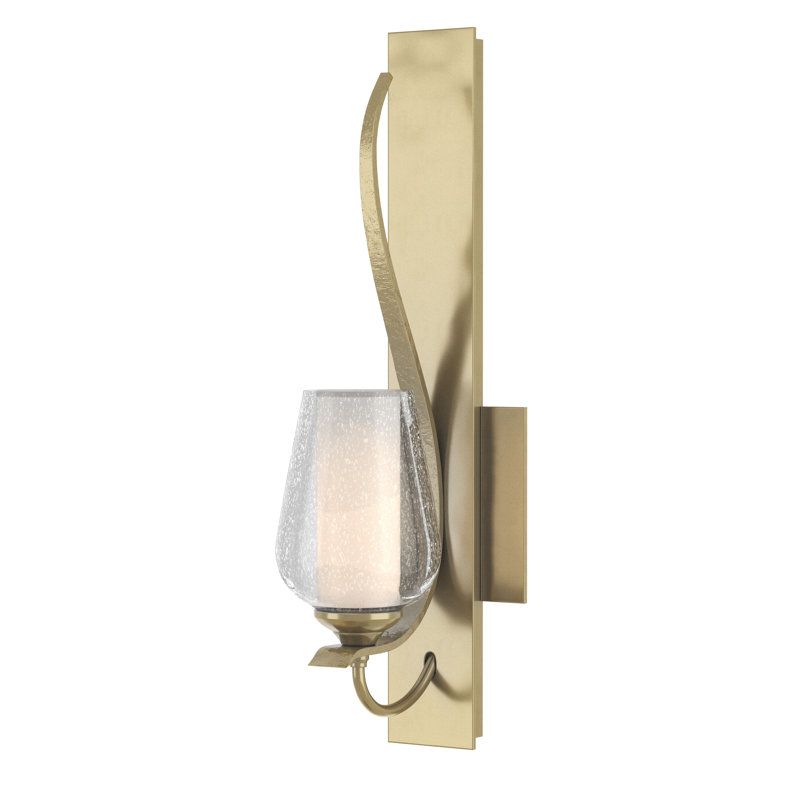 Flora 1 - Light Dimmable Armed Sconce, Black, Seeded Clear/Opal White