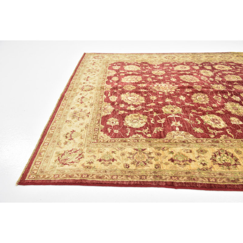 Tapis de zone one-of-kind-noué la rouge 4 pi 10 po x 6 pi en laine 3 po Huntingdon