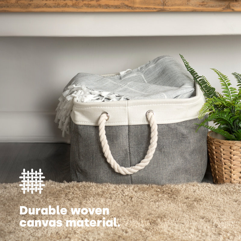 Laundry 2 Canvas Laundry Basket with Handles, Grey/White