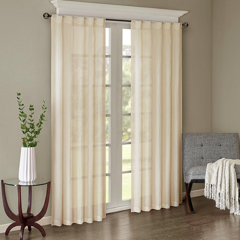Solid Crushed Curtain Panel Pair(2 Pcs Window Panels), Cream, 42.06" W x 84.04" L