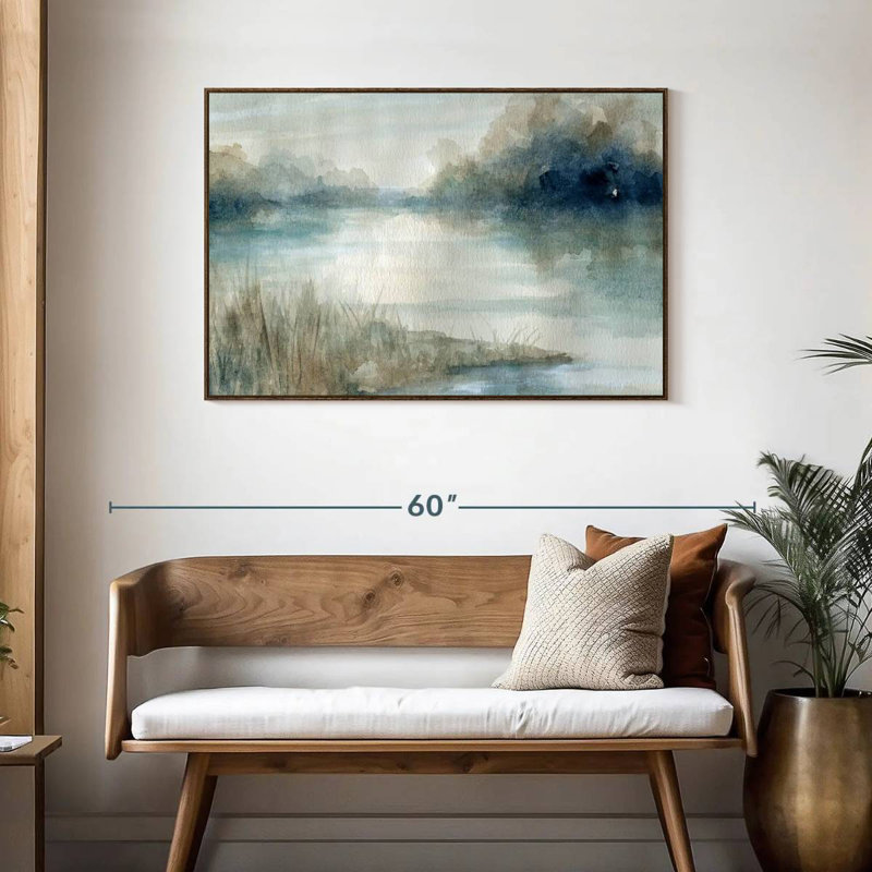 Still Still Waters, 43 po x 29 po, Cadre flottant noyer
