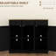Buffet noir vieilli - comptoir en bois massif, 3 tiroirs, portes, tablette ajustable, rangement de bureau polyvalent, plateau-bar, tiroirs et portes pour un espace de travail pratique