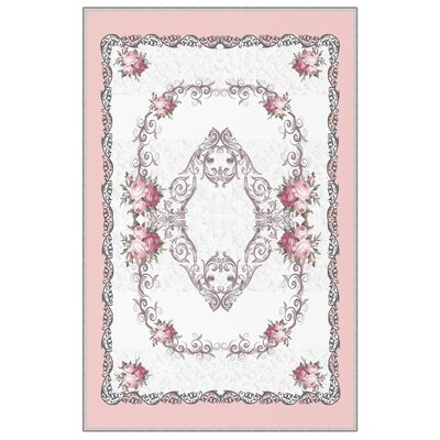 Rectangle Mallett Oriental Machine Woven 1'8"" x 2'7"" Polyester Area Rug in Pink/Gray/White -  East Urban Home, 3518279459744CBBB27F90C14C0D46D9