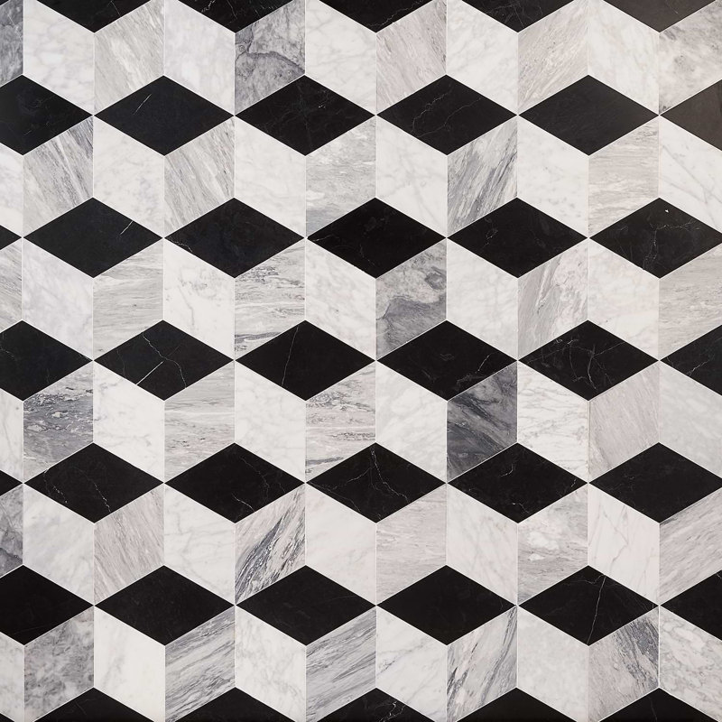 Havasar 8x9 Hexagon Honed Marble Mosaic Tile, Grigio Honed