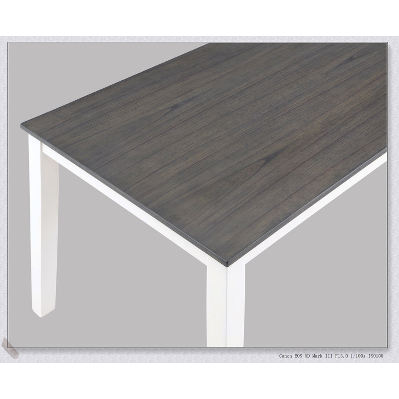 Magnifique ensemble de salle à manger 6 pièces avec finition gris craie, table rectangulaire, chaises rembourrées et banc pour les salles à manger modernes
