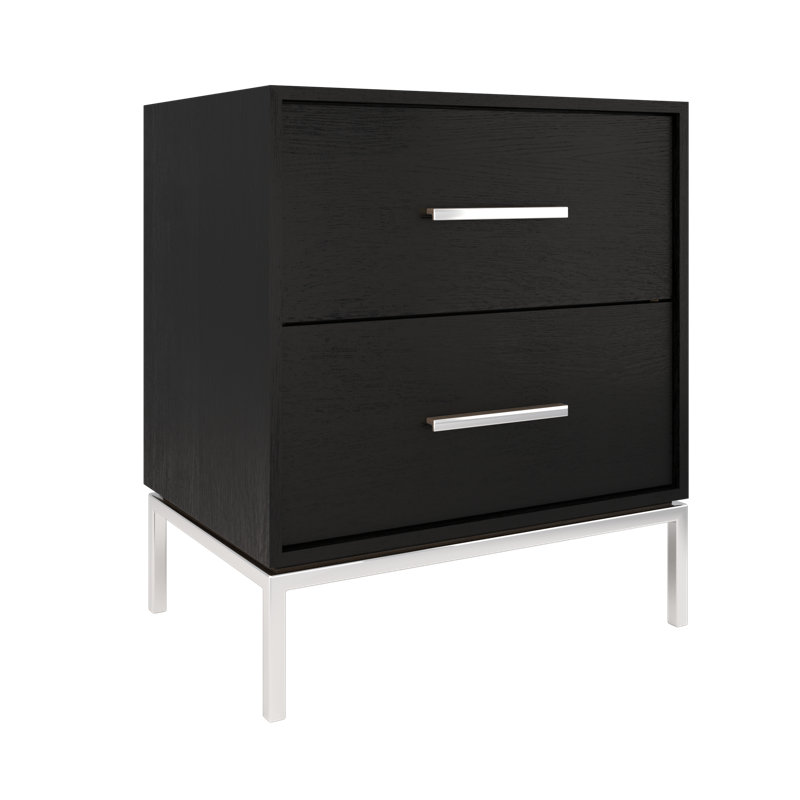 Rift White Oak Two-Drawer Single Bath Vanity, 30", Classic Black, Polished Chrome