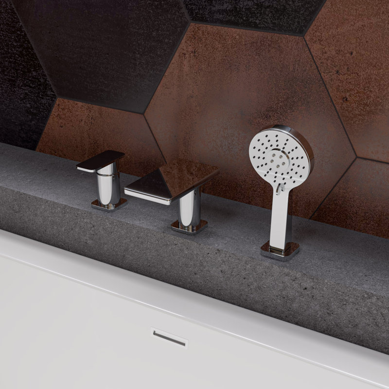 1 Handle Deck Roman Tub Faucet with Diverter, Polished Chrome