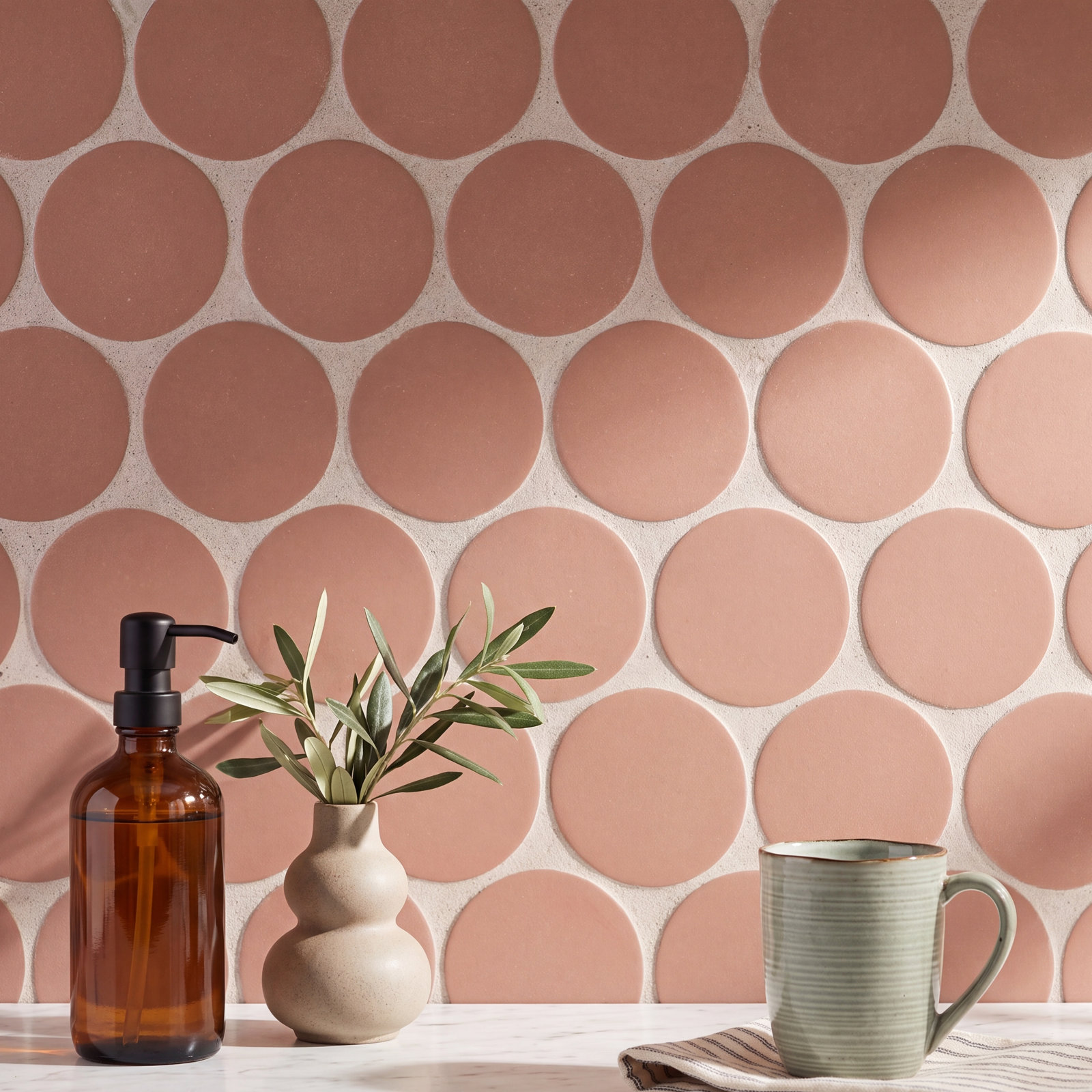 Makoto 2" x 2" Porcelain Tile, Umi Terracotta