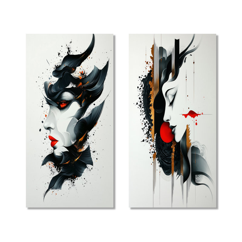 «Fractured Reality Portrait» - impression géométrique murale en métal 2 pièces, 40" H x 40" W
