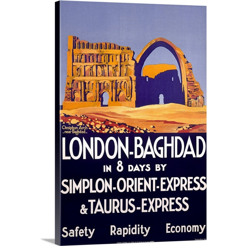 «Bagdad, Irak, Simplon Orient Express», affiche rétro par Roger Broders, reproduction d'art sur toile encadrée par Roger Broders