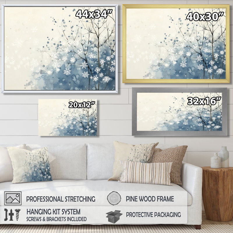 Snowflakes Falling In Winter II - Winter Landscape Wall Décor, 16" H x 32" W, Wrapped Canvas, Does Not Apply