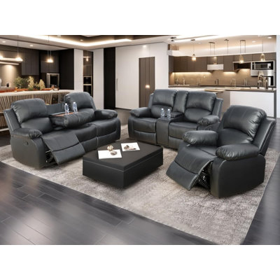 3-Piece Manual Reclining Living Room Sofa Set