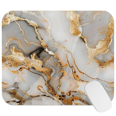 Abstract Golden Geode Crystals Marble XVII Modern Gaming Cute Office Laptop Desk Pad Gift Mat Square Rectangle Non-Slip Mousepad