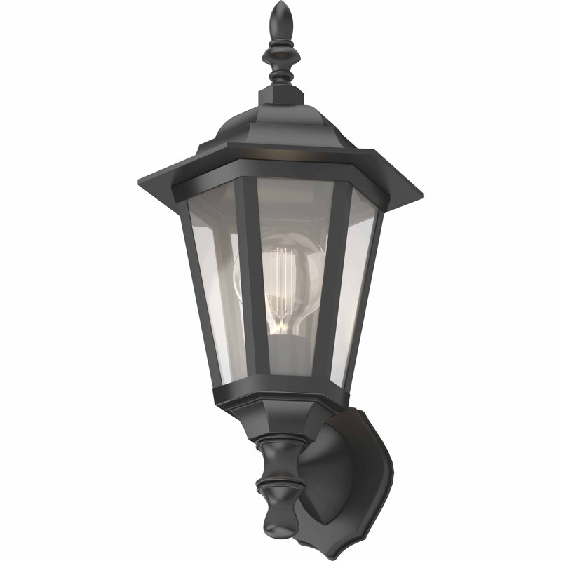 1-Light Outdoor Cast Aluminum Black Wall Mount Wall Light Wall Lantern Sconce with Clear Glass , Black