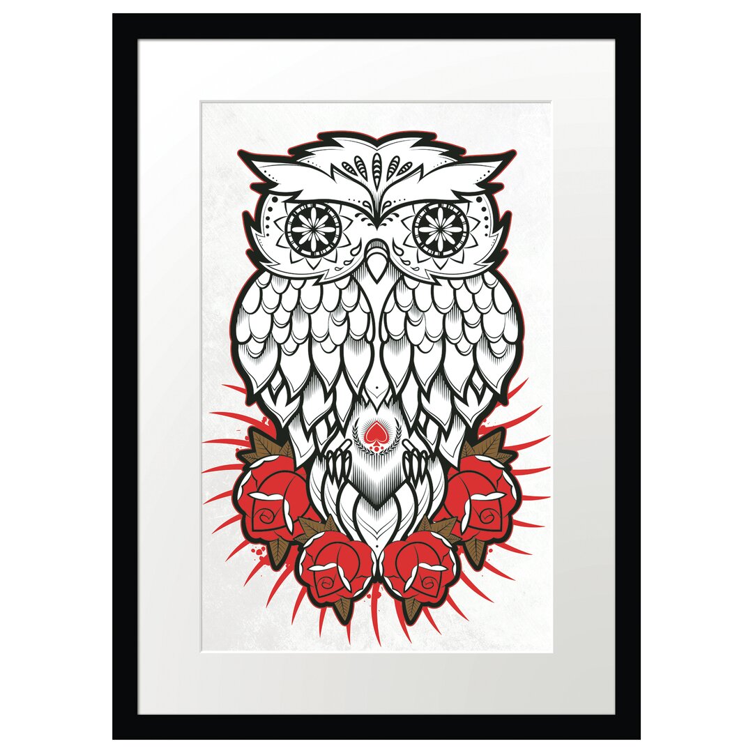 Gerahmtes Poster Owl White