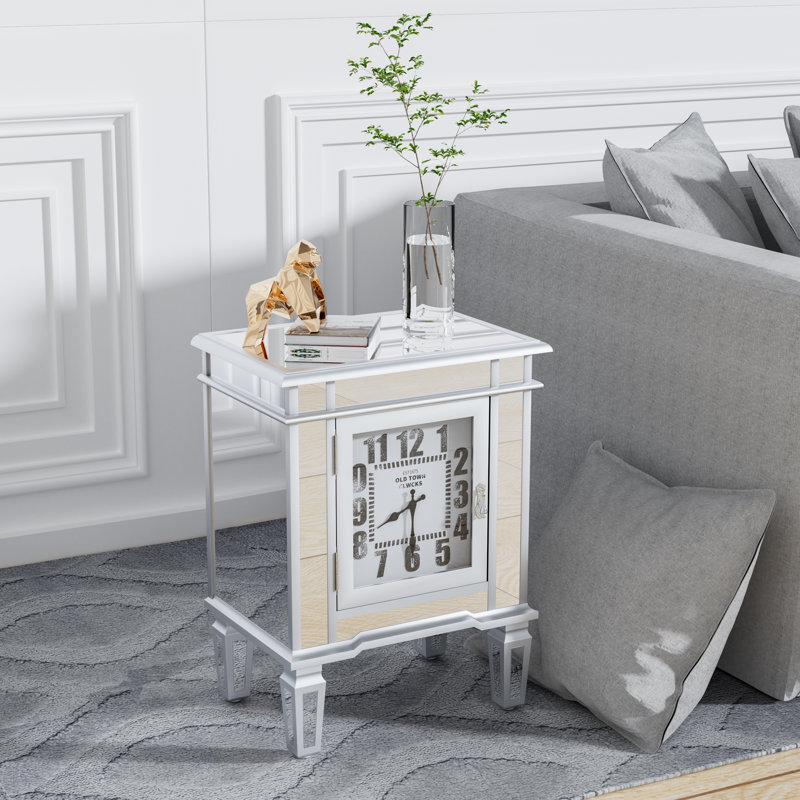 Jiyah Mirrored Glass Top End Table