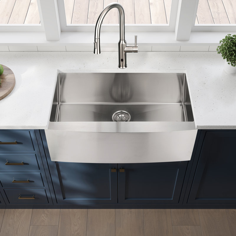 33"X21"X10" Apron Sink - Stainless Steel, Single Bowl, To Dents And Rust, Stain- Design Aspect, Easy Clean, , 16 Gauge Interior Feature, Gauge, Nickel