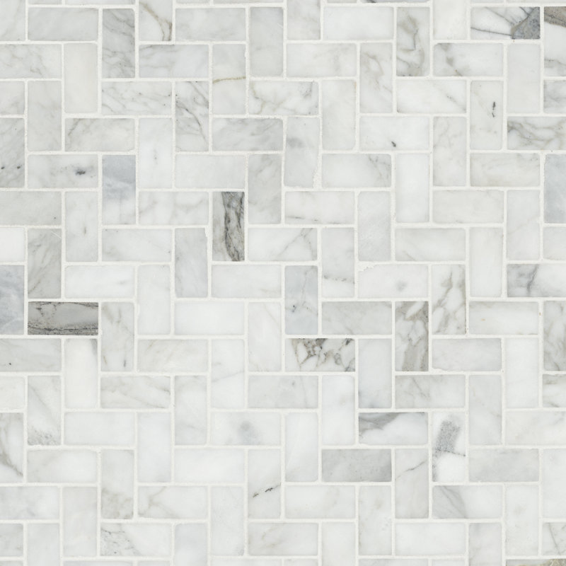 Ackland Venatino Elysia Herringbone 12 in. x 12 in. Honed Marble Mosaic Floor and Wall Tile