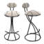 Ensemble de 2 tabourets de bar rembourrés avec tabourets de bar à hauteur de comptoir en velours moderne pour îlot de cuisine, salon (noir et rayé)-421083291