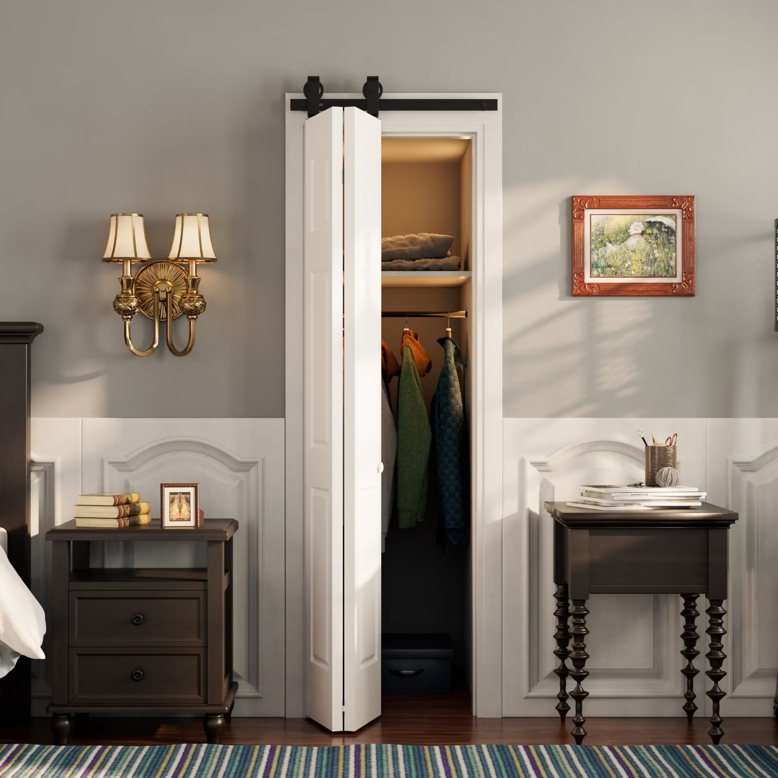 ATT Top Mount Bi-Fold Sliding Single Barn Door Hardware & Reviews ...