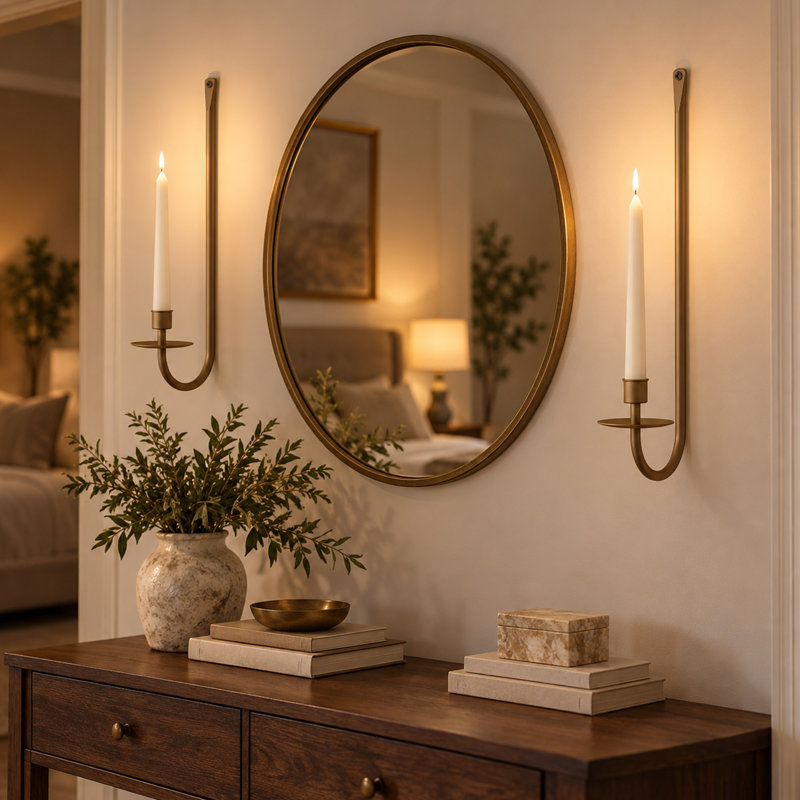 Ensemble de 2 appliques murales en laiton pour bougie décorative de salon