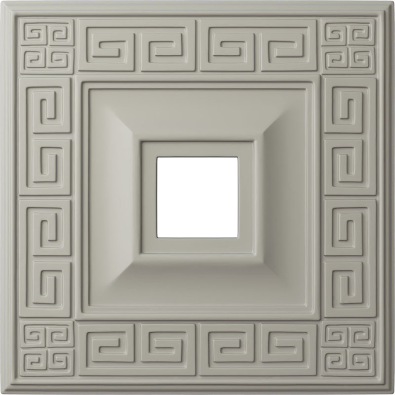 Endurathane Eris Ceiling Medallion, 18"W x 18"H x 3 1/2"ID x 1 1/8"P (Fits Canopies up to 9 7/8"), Hand-Painted Pot of Cream Finish