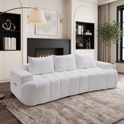  Très grand canapé modulaire incurvé à l'avant compressé de 100 po Boneless, canapé 3 places en forme de nuage avec mousse haute résilience, facile à déplacer et à expédier, canapé surdimensionné moderne pour le salon