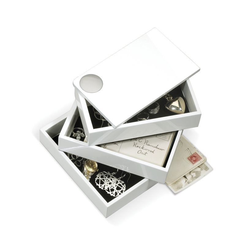 Spindle White Storage and Jewelry Box