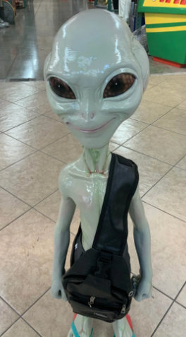 Alien With Satchel Life Size Statue