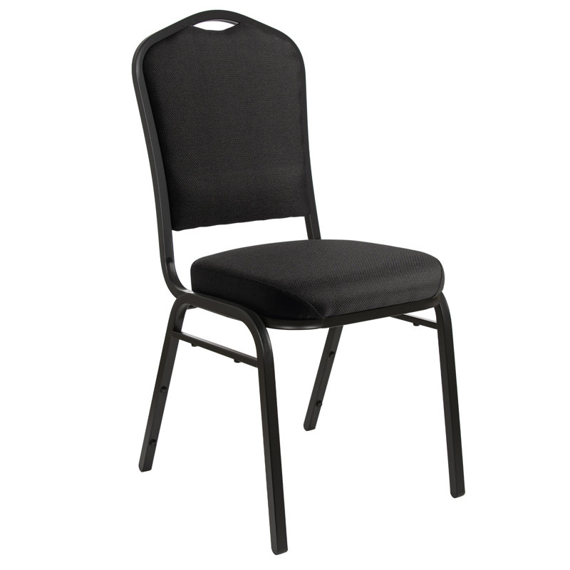 Lila Fabric Stack Chair (2 Pack), Ebony Black, Black