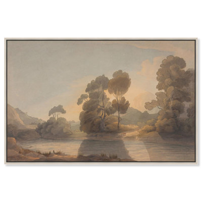 Coucher de soleil derrière les arbres, art classique sur toile par Art Remedy
