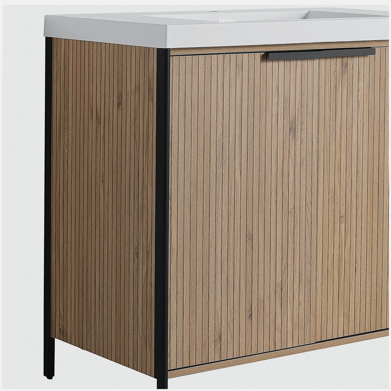 Meuble-lavabo sur pied 36 po avec lavabo en résine et 2 portes d'armoire à fermeture en douceur, 36"