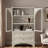 Glass Door Display Case Storage Cabinet With 2 Drawers And Adjustable Shelves-1723112002