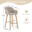 Ensemble de 2 tabourets de bar modernes, grandes chaises d'îlot de cuisine avec dossier, revêtement en tissu de lin, pieds en bois massif, repose-pieds et accoudoirs | Idée de cadeau